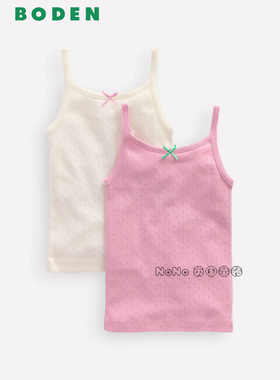 代购英国Mini BODEN正品女童粉白色蝴蝶结吊带背心T恤2-12岁C1894