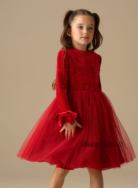 英国Angel Rocket代购女大童连衣裙红色丝绒新年礼服裙Y16-314