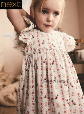 英国Next正品女童Cath Kidston蓝色小狗印花连衣裙纯棉E76-362