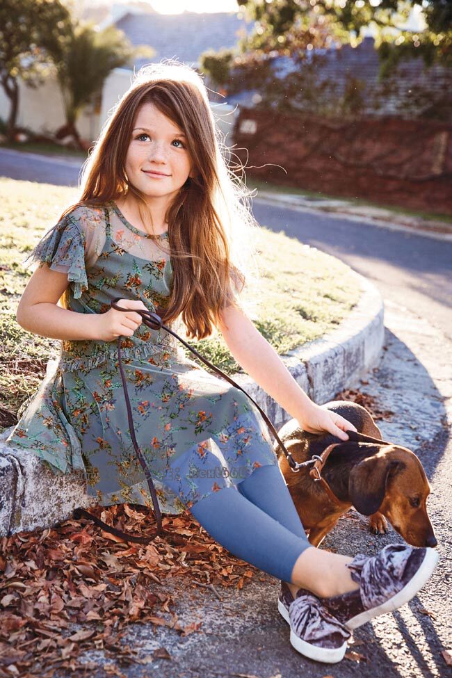 现货Next英国正品女童可亲子蓝色花卉连衣裙打底裤套装185-207