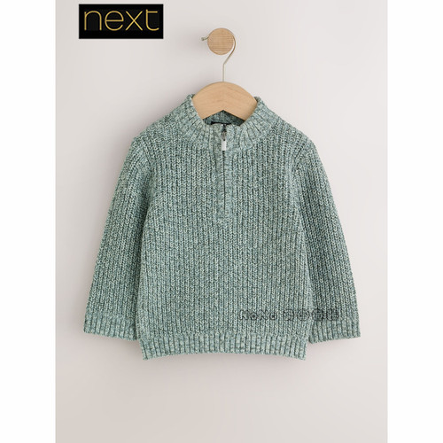 英国Next正品代购男童绿色花纱拉链针织衫毛衣1-7岁新款V62-441