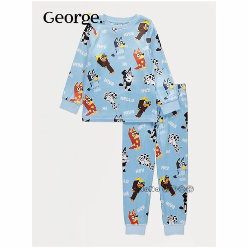 英国乔治George儿童布鲁伊宾果长袖家居服睡衣秋裤暖绒1450667
