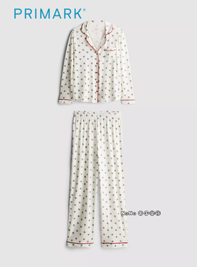 代购英国Primark女款成人大童红绿小碎花满印家居服睡衣睡裤开衫