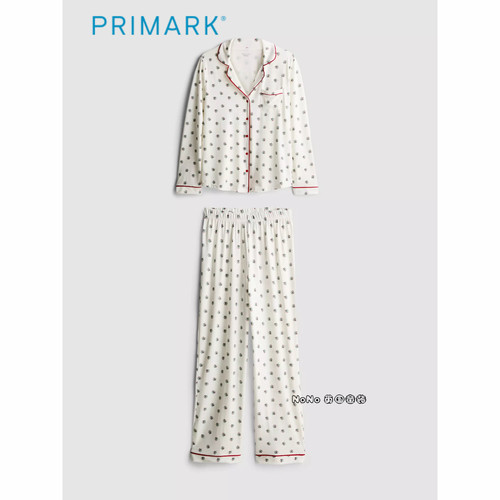 代购英国Primark女款成人大童红绿小碎花满印家居服睡衣睡裤开衫