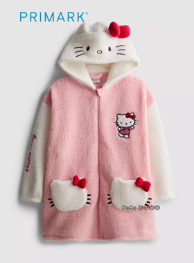 代购英国Primark女款成人大童粉Hello kitty家居服保暖睡袍浴袍