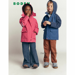 英国Mini Boden女童粉色外套连帽中款风衣防雨冲锋衣2-14岁G5534