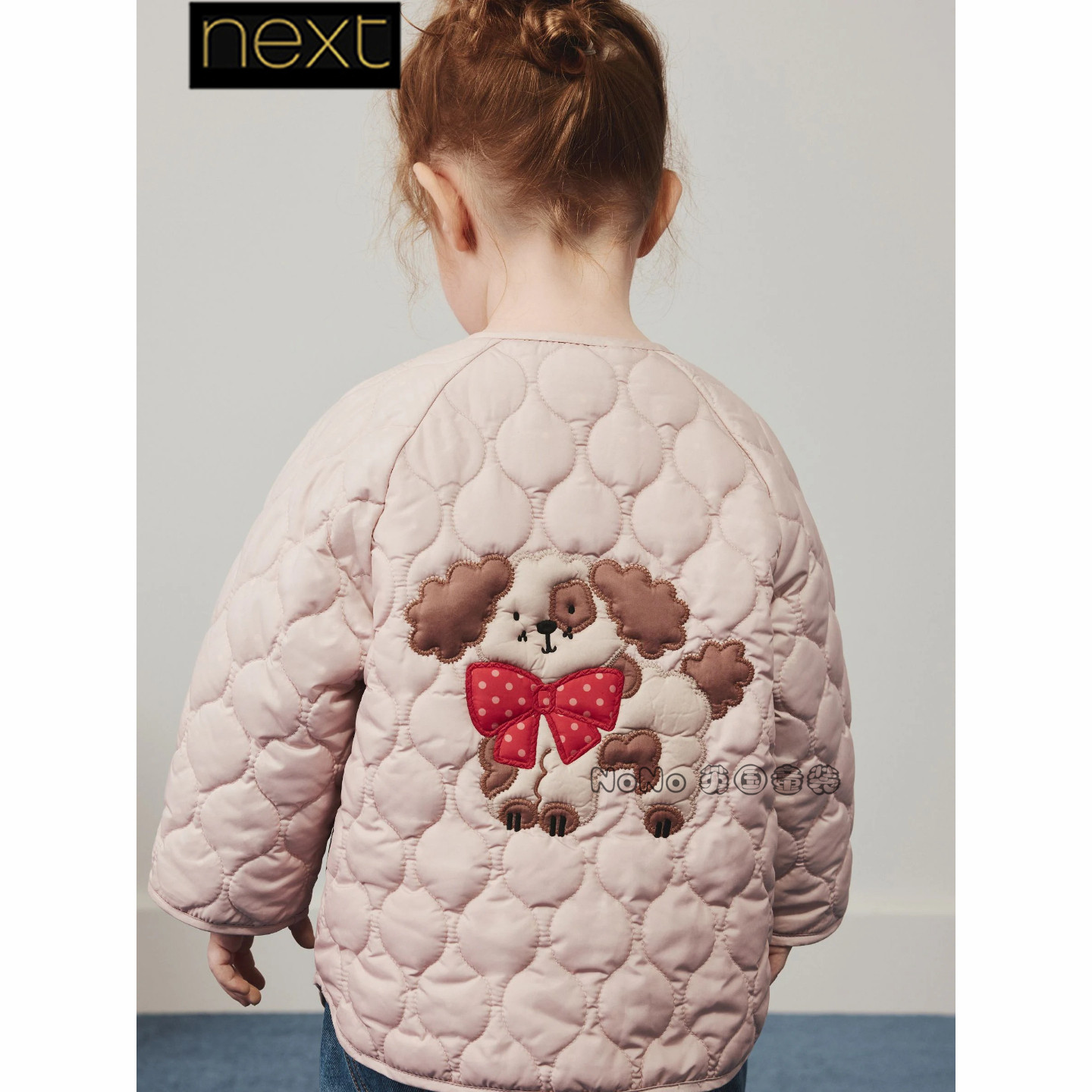 英国Next正品代购女童粉色小狗加厚棉服外套夹克1-7岁新款W13-381