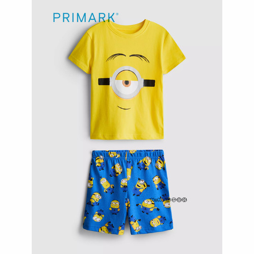 代购英国Primark男童黄蓝色小黄人短袖家居服睡衣裤可外穿全棉
