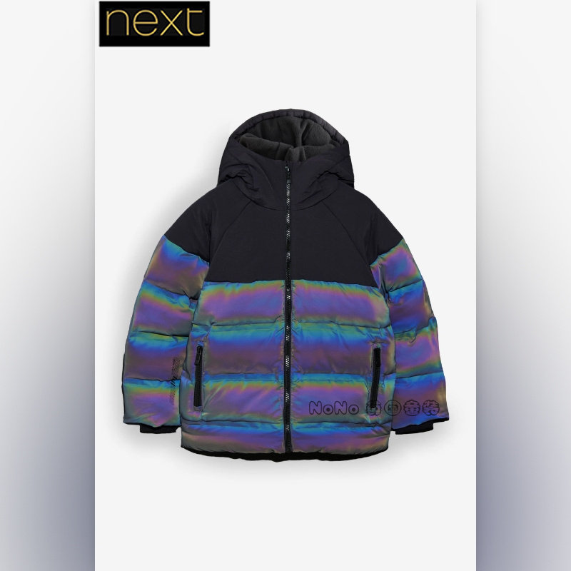 英国Next正品男大童亲子灰色反光外套加厚棉衣防雨雪棉服414-143