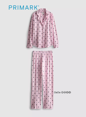 代购英国Primark女款成人大童粉色条纹米妮联名家居服睡衣睡裤