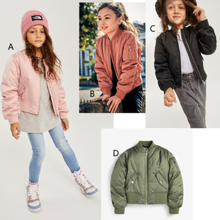 Next英国正品女童大童亲子粉色绿色黑色外套飞行员夹克596-880