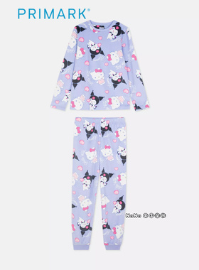 代购英国Primark儿童紫色库洛米kitty家居服睡衣秋裤加绒冬款