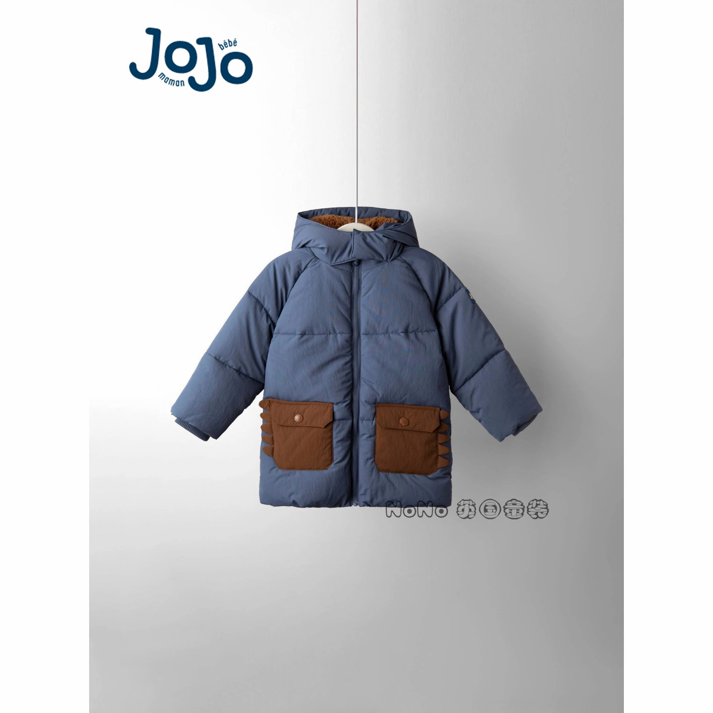 代购英国JoJo Maman Bebe男童恐龙毛毛内衬外套加厚棉服H12-682