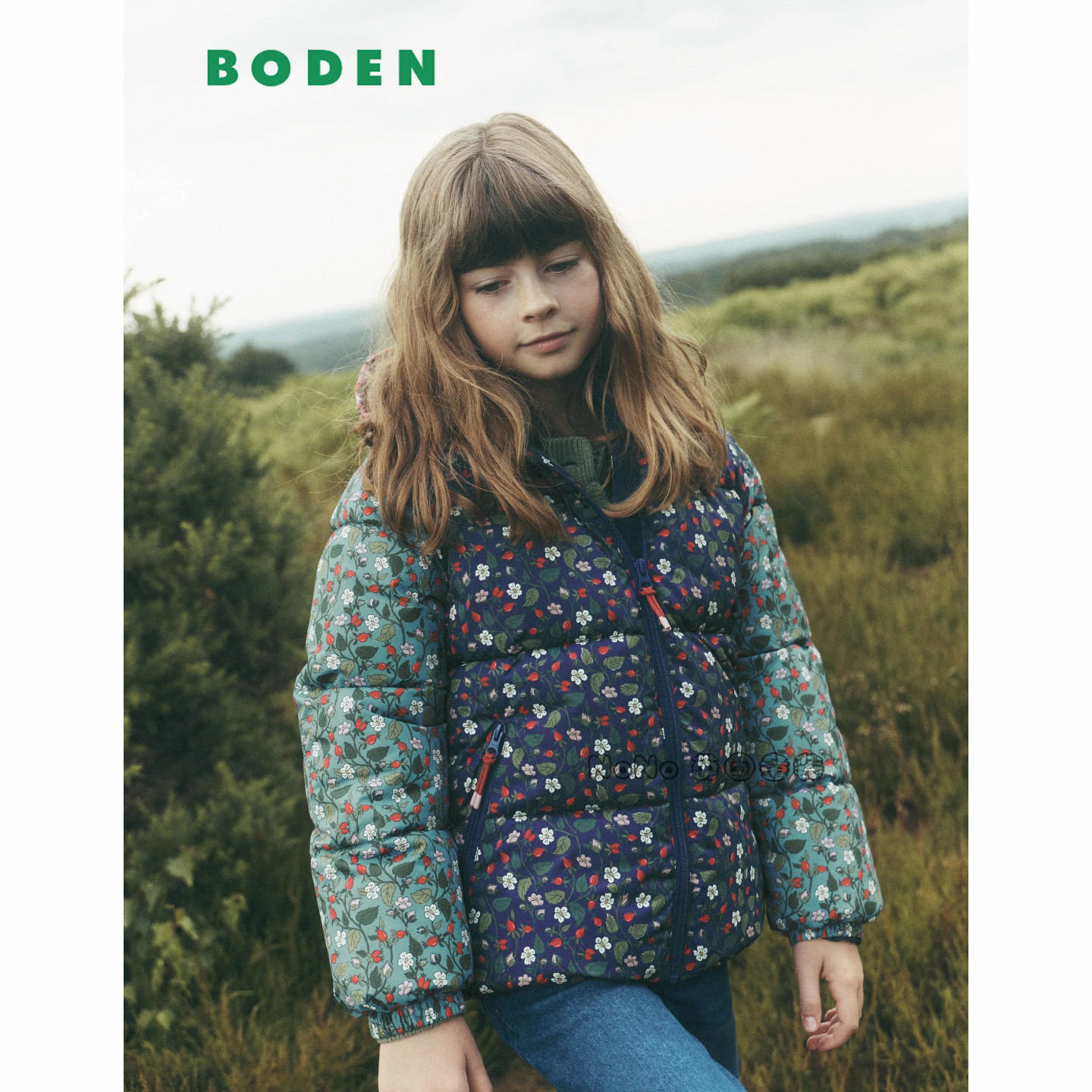 英国Mini BODEN女童粉蓝色碎花防雨雪外套棉服厚棉衣2-14岁G5701