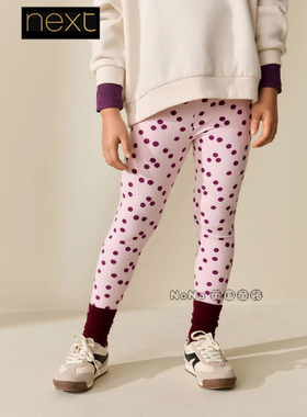 英国Next代购女大童亲子新年粉红色圆点打底裤休闲内搭W71-875