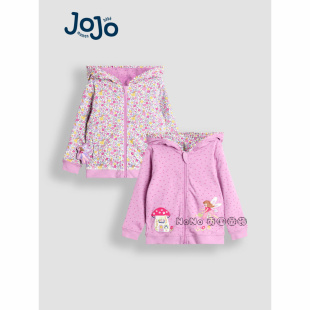 现货英国JoJo Maman Bebe女童花仙子碎花双面外套运动卫衣F86-309