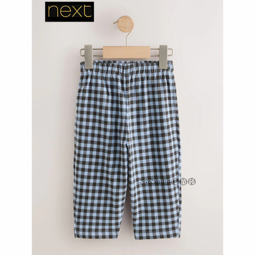 Next英国正品代购儿童蓝棕色格子休闲长裤舒适1-7岁新款Y78-389