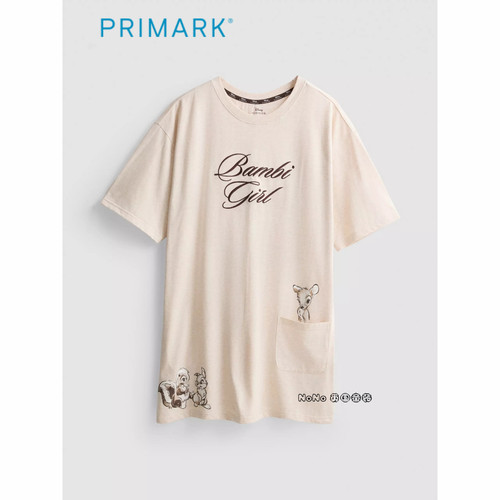 代购英国Primark成人女大童款小鹿斑比短袖家居服睡裙T裙宽松