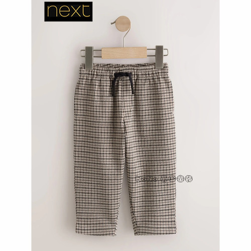 Next英国正品代购儿童浅卡其色格子休闲长裤舒适1-7岁新款V57-217
