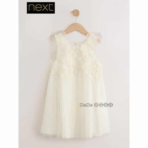 英国Next正品女大童乳白色花朵礼服裙连衣裙3-16岁新款V57-528