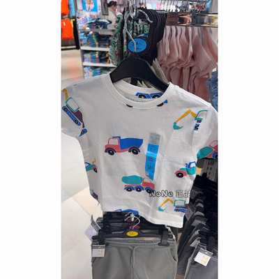 现货英国PRIMARK正品儿童纯棉挖掘机汽车彩色薄棉短袖T恤纯棉
