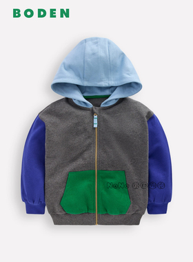 英国Mini Boden男童灰绿蓝色连帽卫衣运动衫拉链开衫2-14岁B3187