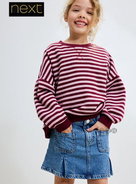 Next英国正品代购女大童亲子浅蓝色牛仔半身裙纯棉3-16岁AM6-578