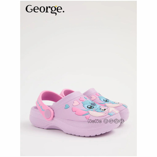 英国GEORGE乔治代购儿童紫色史迪仔奇LILO洞洞鞋拖鞋沙滩1370681