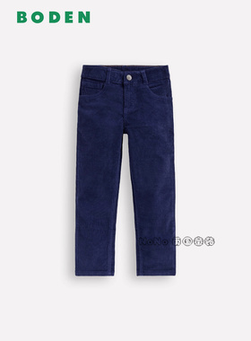 英国Mini Boden男童深蓝色灯芯绒长裤休闲直筒纯棉2-14岁B2770