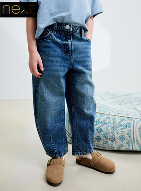 英国Next正品代购女大童亲子蓝色牛仔裤纯棉休闲镰刀裤AM8-803