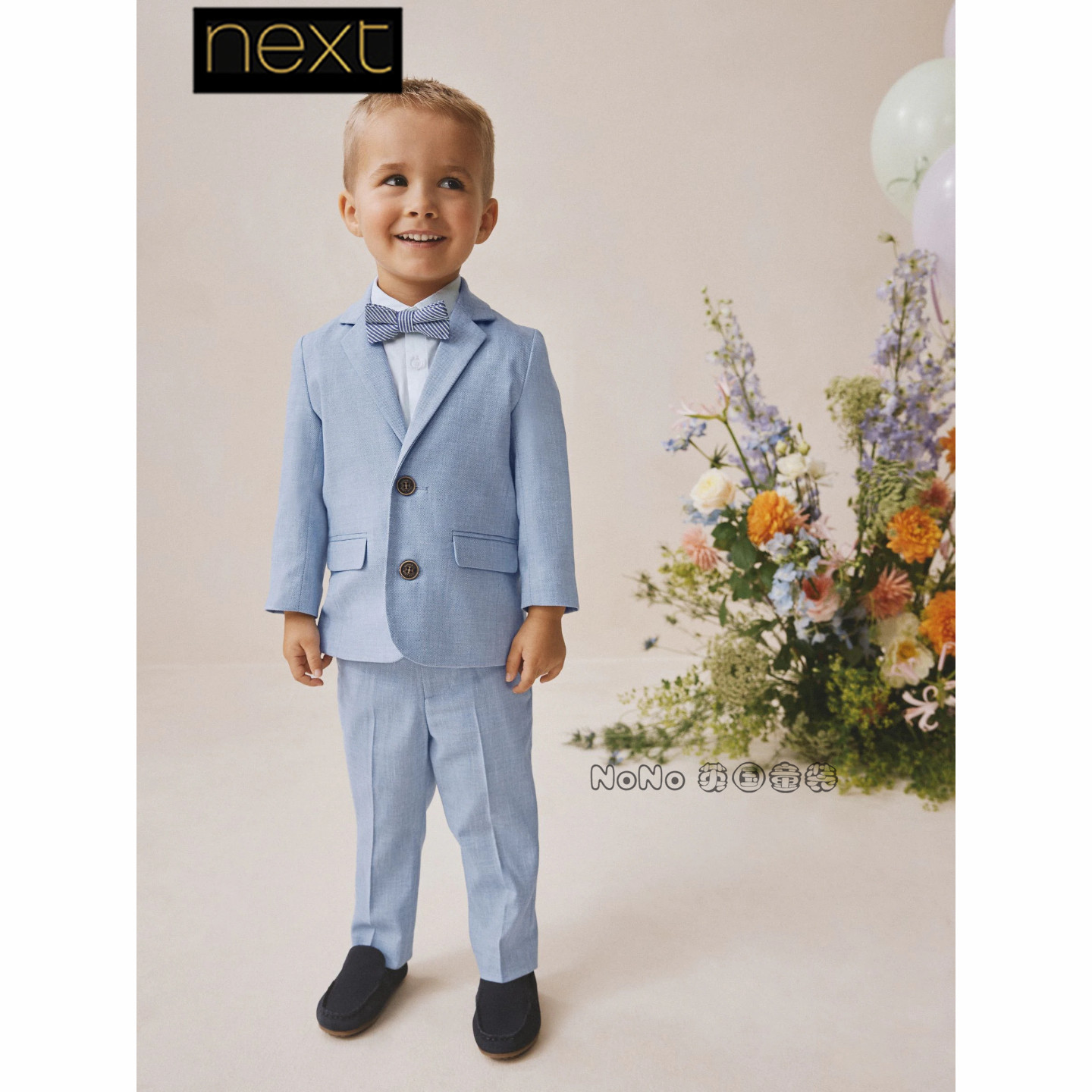 英国Next代购男童蓝色衬衫礼服西装长裤演出生日套装1-9岁W29-206