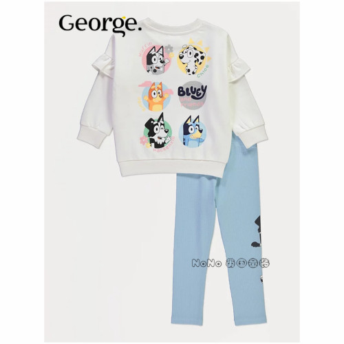 现货英国乔治George女童布鲁伊宾果卫衣打底裤套装2-7岁1348816