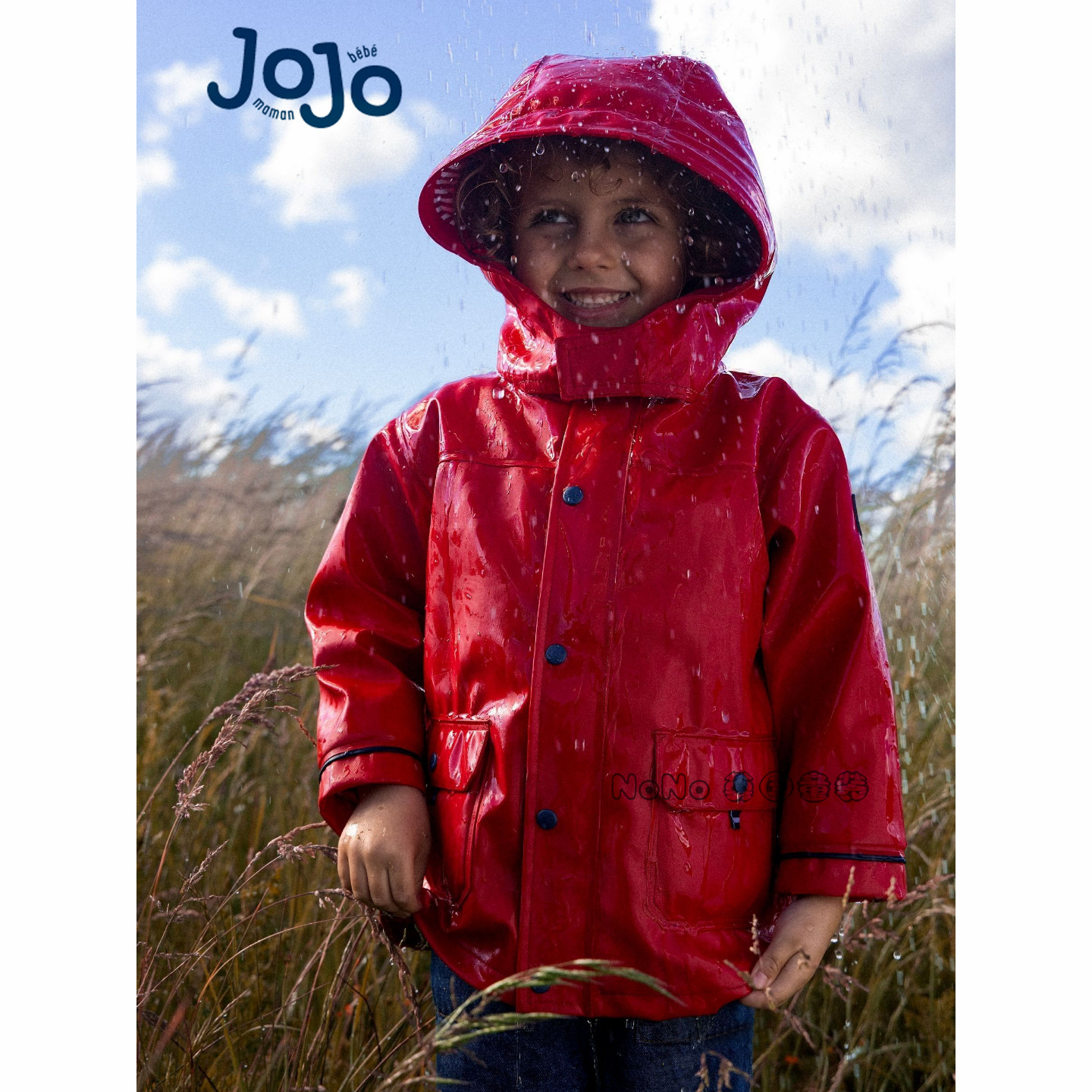 代购英国JoJo Maman Bebe儿童红色外套风衣防雨1-6岁新款V85-013