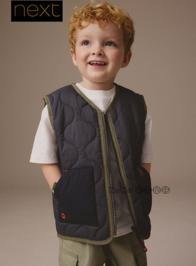 英国Next正品代购男童黑色加厚马甲保暖背心外套内胆Q60-439