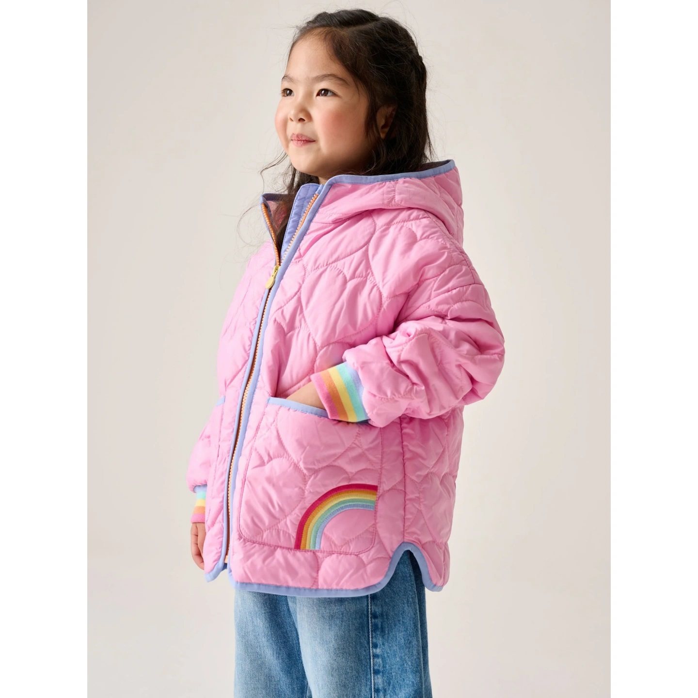 英国Little Bird正品女童彩虹粉色外套爱心棉衣棉服夹克AW8-647