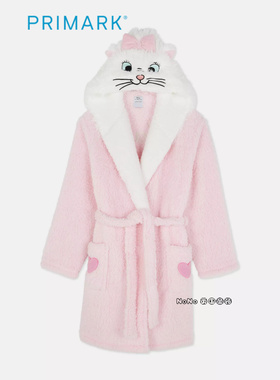 代购英国Primark女款成人大童粉色玛丽猫家居服保暖睡袍浴袍可爱