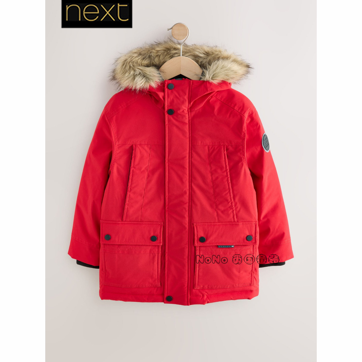 英国Next代购男大童亲子红色新年外套加厚防雨雪棉服连帽AP8-179