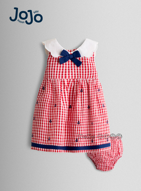 英国JOJO Maman Bebe婴童翻领红色刺绣连衣裙打底裤套装Y16-445
