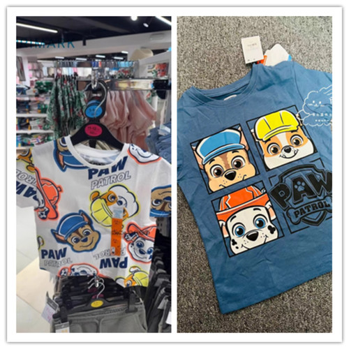 现货英国PRIMARK正品儿童纯棉汪汪队白色涂鸦水印短袖T恤纯棉