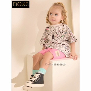 代购 AJ2 女童粉色101斑点狗短袖 套装 606 T恤骑行短裤 英国Next正品