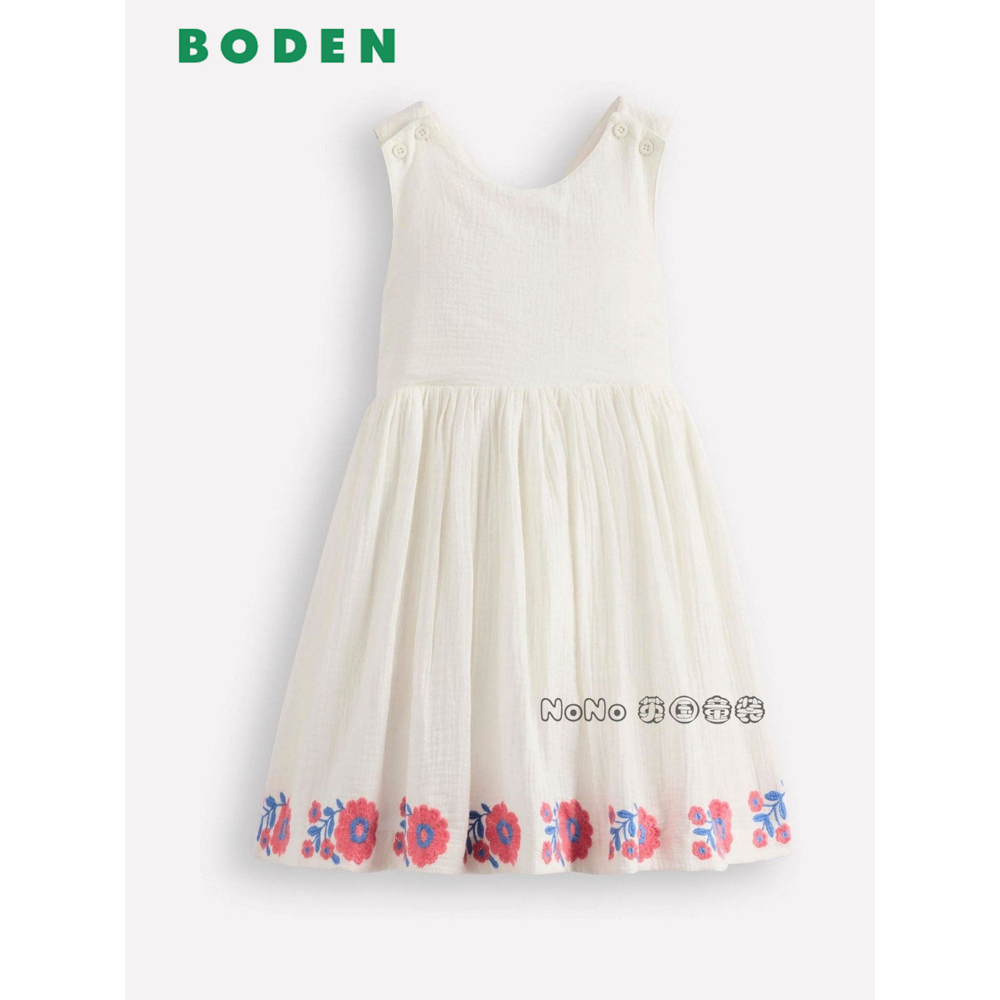 代购英国Mini Boden女童25款刺绣花朵吊带连衣裙纯棉纱布2-12岁
