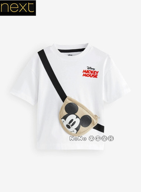英国Next正品代购儿童新品白色米奇挎包短袖T恤运动衫E30-201
