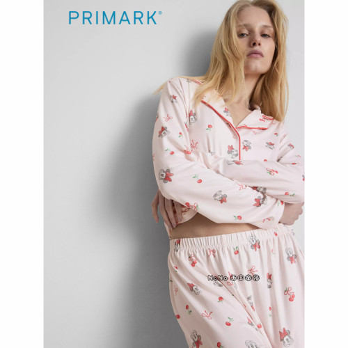 代购英国Primark女款成人大童粉色米妮开衫长袖家居服长睡衣裤