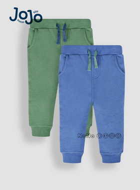 英国JoJo Maman Bebe男童蓝绿色长裤运动卫裤两条1-9岁534-724