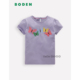 英国Mini BODEN正品 女童紫色蝴蝶刺绣短袖 代购 T恤2 12岁G5359