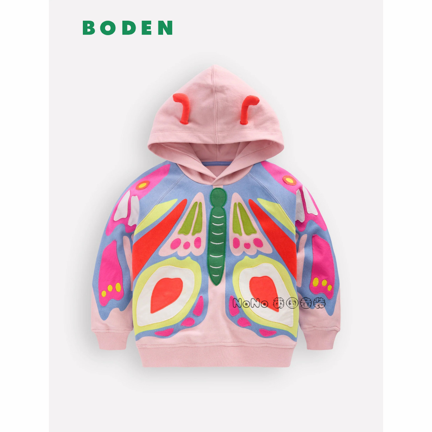 英国Mini Boden代购女童粉色蝴蝶卫衣运动衫纯棉2-8岁新款G5971