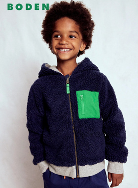 英国Mini Boden男童藏青灰色卫衣运动衫纯棉加厚正反两穿B3059