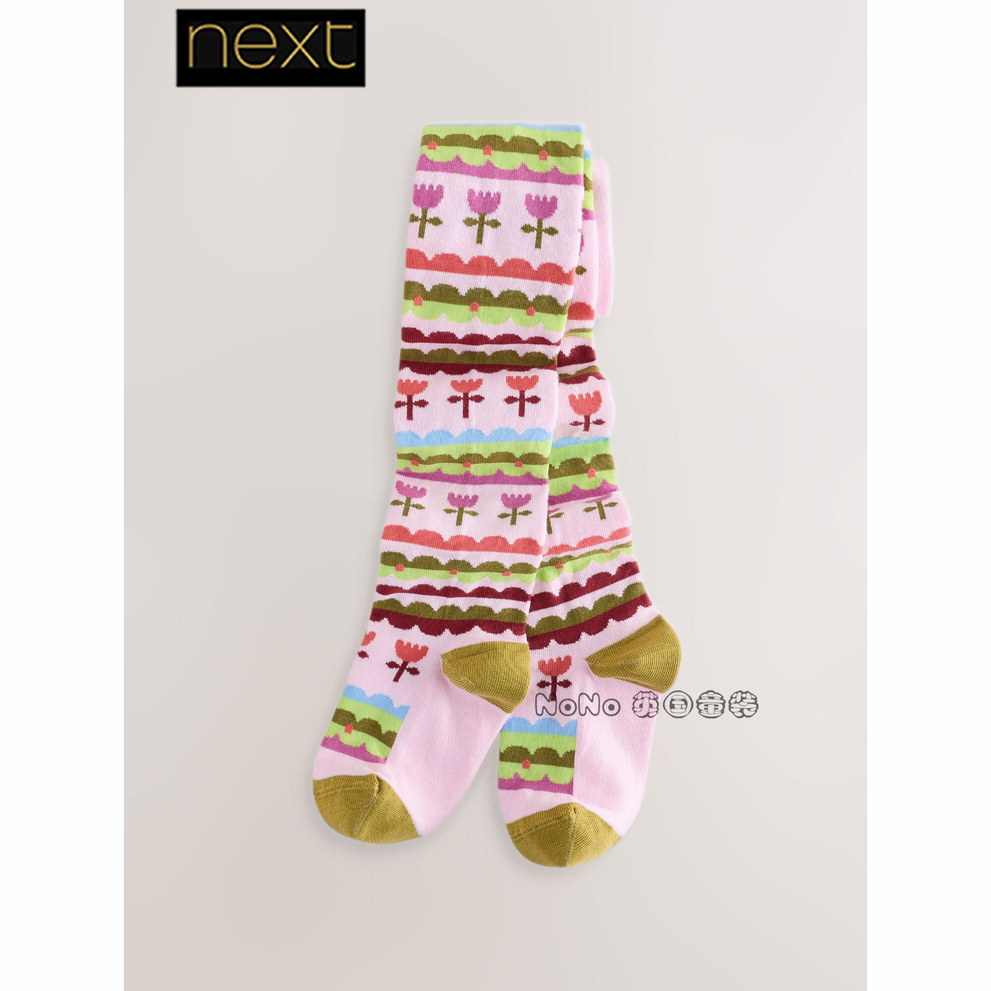 英国NEXT正品女童森系花朵粉绿连裤袜紧身裤弹力袜0-10岁V64-480