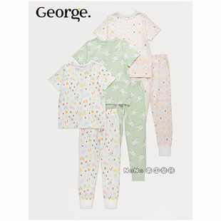 英国乔治George女童兔子胡萝卜农场短袖家居服睡衣裤全棉1390320
