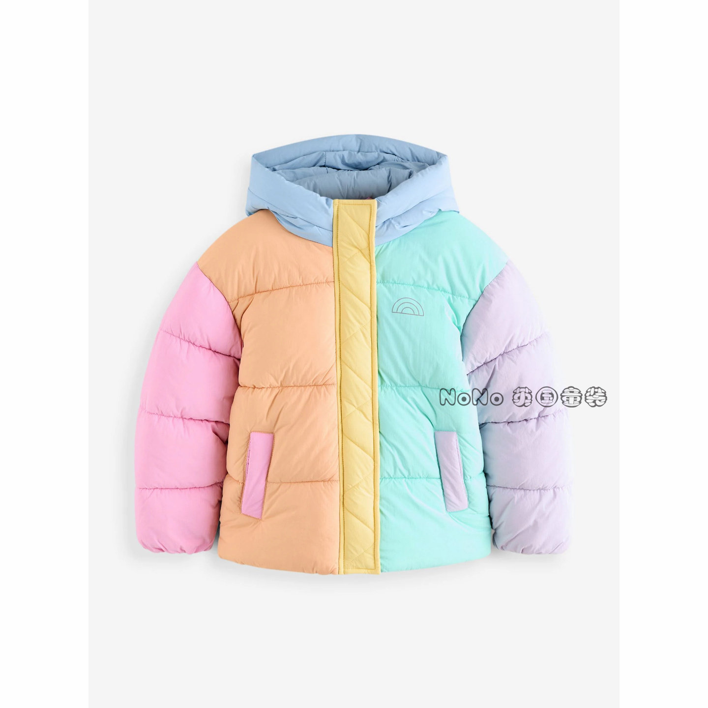 英国Little Bird正品女童彩虹粉拼色外套加厚棉衣棉服夹克AM5-038